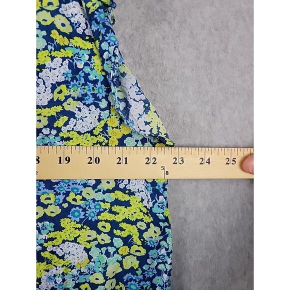 Jones NY Blue Ditsy Floral Flouncy Cottagecore SS V Neck Blouse Women's Plus 1X - Picture 9 of 12